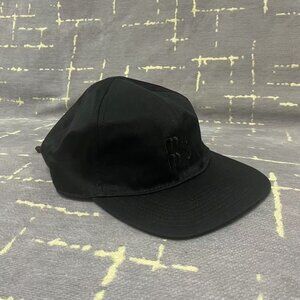 New Miu Miu Black Baseball Cap with Green Adjustable Strap